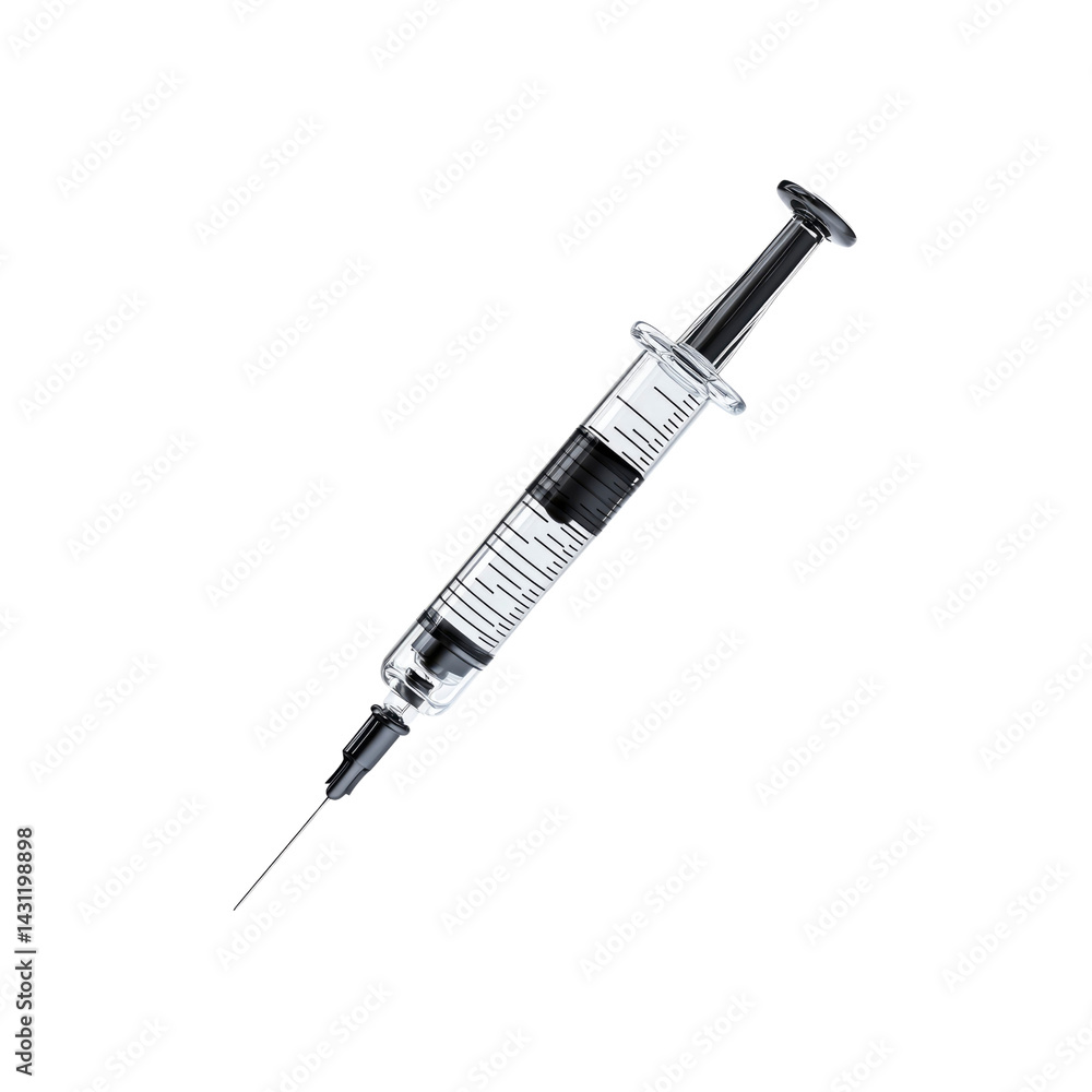 Sterile Disposable Syringe with Needle Isolated on Transparent Background Sterile Disposable Syringe with Needle Isolated on Transparent Background