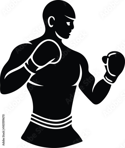 boxing boxer silhouette vector illustration