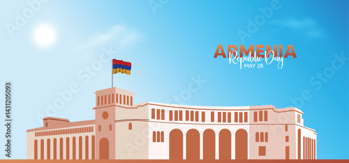 Armenia Republic Day 28 May Government House vector poster