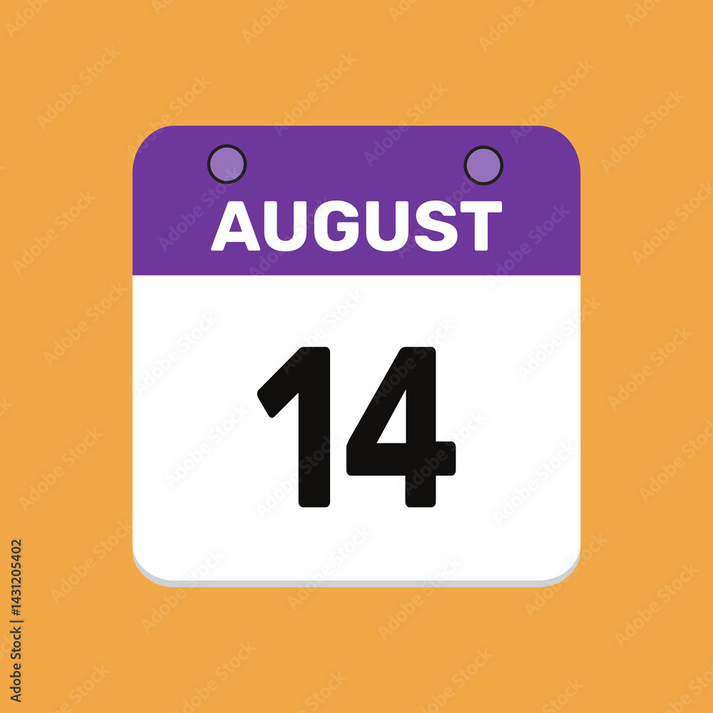 14 august calender icon text page monthly web design. 14 august calender icon text page monthly web design.