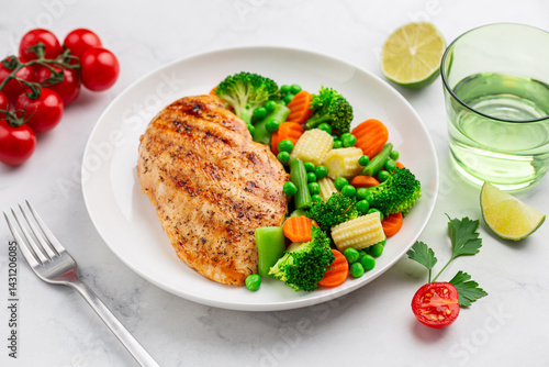 grilled  chicken breast with cooked  vegetables