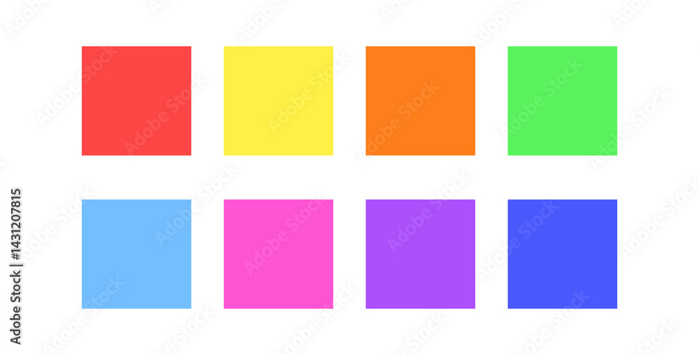 A collection of colourful square elements on a transparent background A collection of colourful square elements on a transparent background