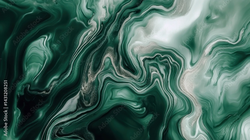 Abstract fluid art, exhibiting dynamic green and white swirls. Abstract fluid art, exhibiting dynamic green and white swirls.