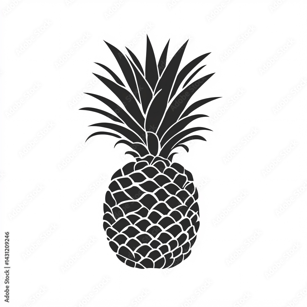 Obraz premium Artistic flat vector pineapple cutout with vibrant details