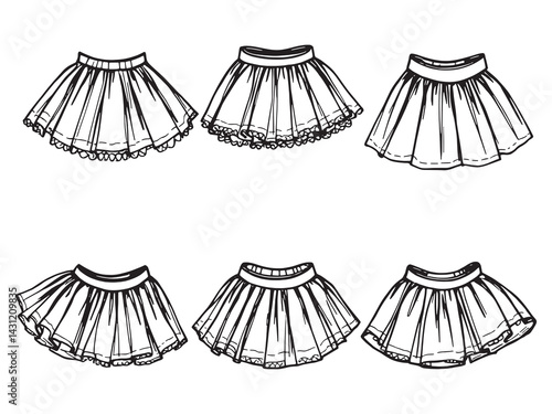 Tutu skirt line art elegant graceful design for fashion lovers