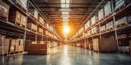 Wallpaper Mural Modern warehouse featuring spacious indoor areas at sunset. Torontodigital.ca