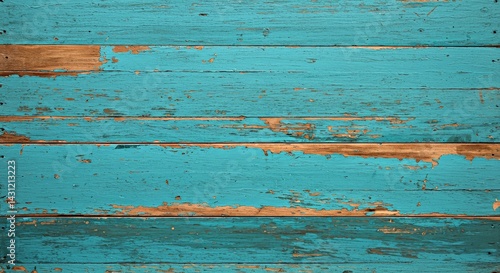 Peeling Blue Paint on Weathered Boat Wood Texture Background