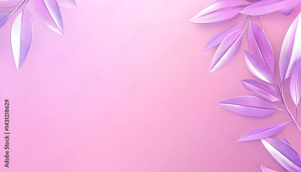 Obraz premium Pink and purple leaves on a soft pink background