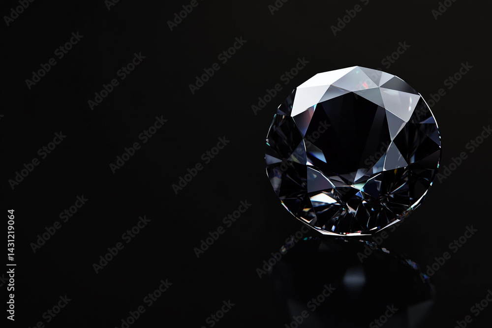Sparkling diamond on black background reflecting light facets gemstone jewelry Sparkling diamond on black background reflecting light facets gemstone jewelry