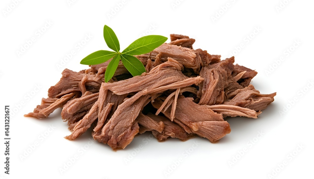 Obraz premium Pile of shredded meat with green garnish
