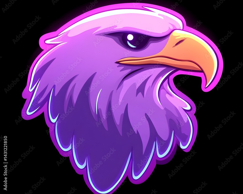 Obraz premium Purple eagle head with neon glow