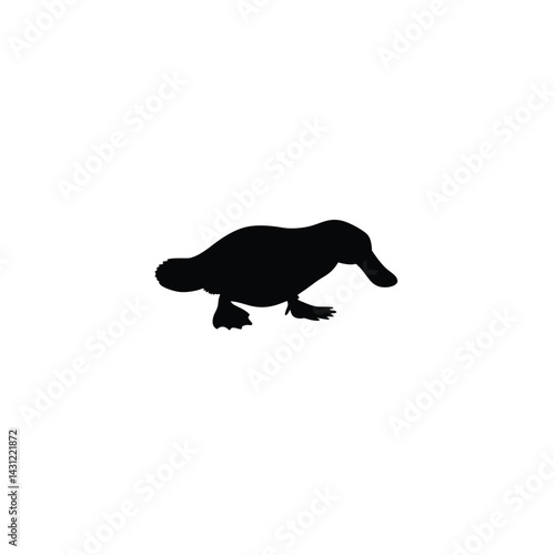 Duck billed platypus silhouette on white background