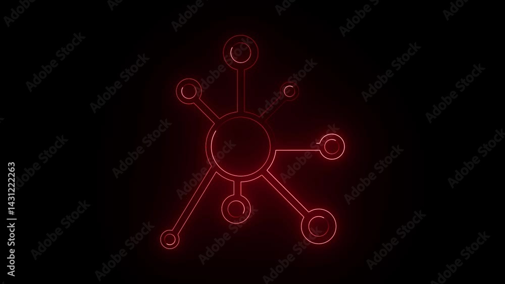 Neon Networking concept icon animation on black background. Neon Networking concept icon animation on black background.