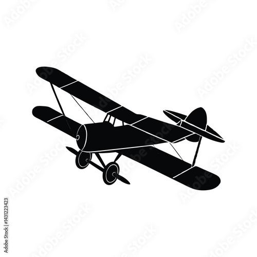 World war i biplane icon silhouette vector with white background