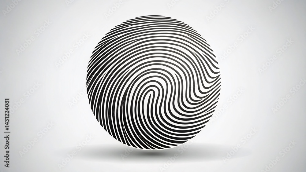 custom made wallpaper toronto digitalFingerprint Spiral Circle, Dactylogram Touchscreen Art, Black and White Line Drawing, Abstract Design