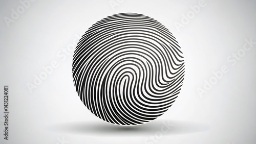 Wallpaper Mural Fingerprint Spiral Circle, Dactylogram Touchscreen Art, Black and White Line Drawing, Abstract Design Torontodigital.ca