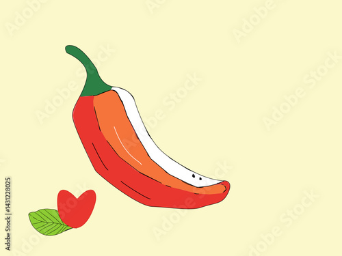 hot chili pepper. Red chili pepper hand drawn illustration. Vibrant red chili pepper illustration. Hand drawn red chili pepper. Red chili pepper doodle. Red chili pepper background.