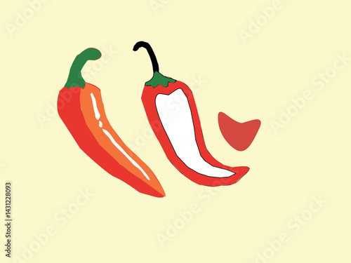 hot chili pepper. Red chili pepper hand drawn illustration. Vibrant red chili pepper illustration. Hand drawn red chili pepper. Red chili pepper doodle. Red chili pepper background.