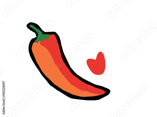 hot chili pepper. Red chili pepper hand drawn illustration. Vibrant red chili pepper illustration. Hand drawn red chili pepper. Red chili pepper doodle. Red chili pepper background.