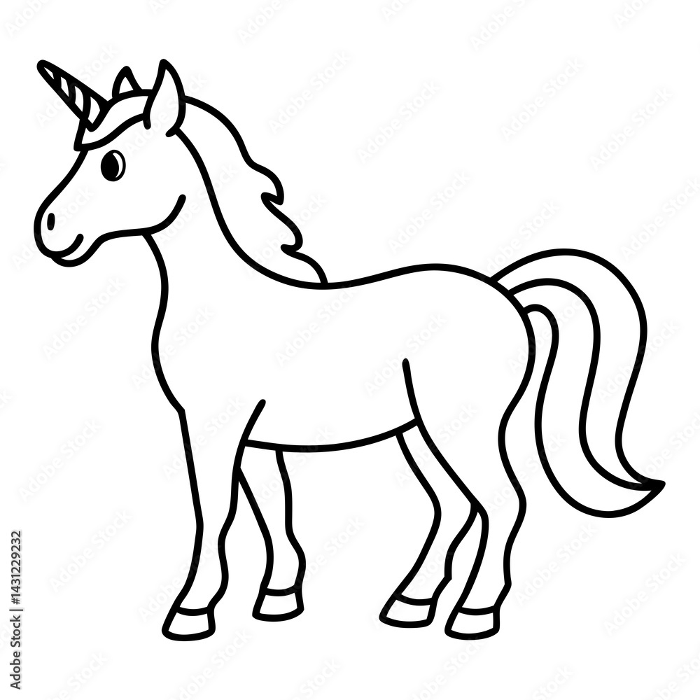 Fototapeta premium Elegant Unicorn Outline Illustration