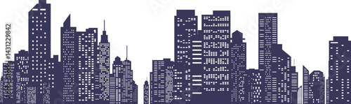 City skyline. Panoramic landscape silhouette. Vector horizontal banner of urban cityscape.