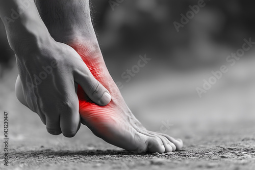Wallpaper Mural Hand gripping a foot with the arch and ankle area emphasizing the severity of foot pain. Torontodigital.ca