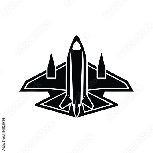 Fighter jet in maneuver icon silhouette vector with white background