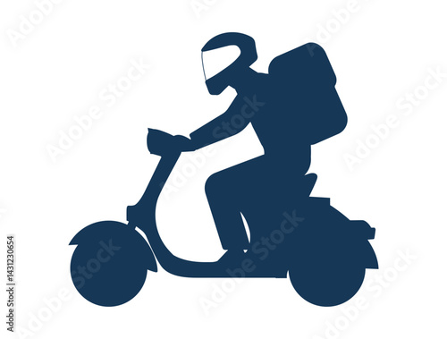 Delivery courier on a motorized scooter isolated. Vector illustration.
