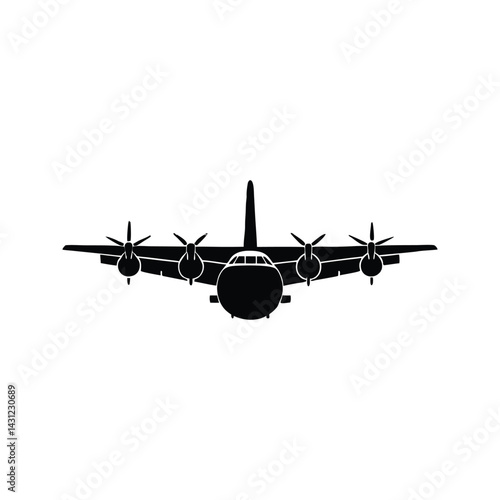 Military cargo aircraft icon silhouette vector with white background
