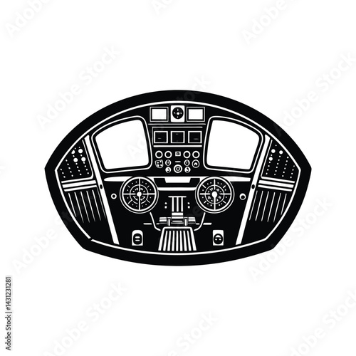 Pilot view from cockpit icon silhouette vector with white background