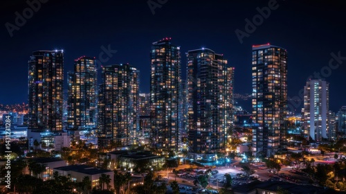 Wallpaper Mural Night cityscape of illuminated high-rise buildings Torontodigital.ca