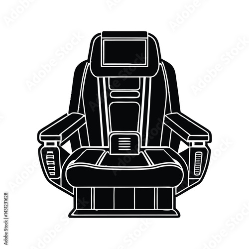 Jet cockpit interior view icon silhouette vector with white background