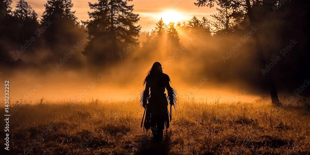 Fototapeta premium Artistic interpretation of an Apache warrior showcasing cultural heritage.
