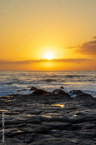 Sun rising on the South Coast of South Africa in Uvongu, Margate. 