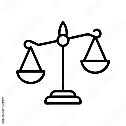 Justice icon balancing scales courtroom illustration legal environment side view fairness concept