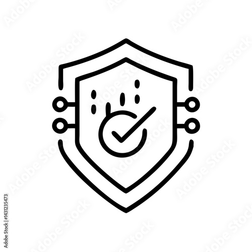 Cybersecurity icon protecting data integrity with digital shield concepts