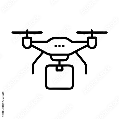 Drone icon delivery action urban area digital illustration aerial view modern concept