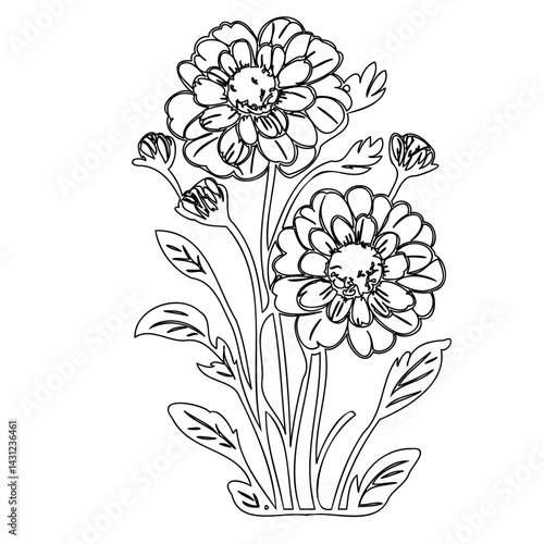 Elegant floral arrangement, finely detailed botanical illustration for creative endeavors
