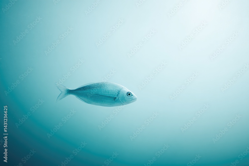Fototapeta premium minimalistic capture of single fish swimming against backdrop of clean undisturbed water