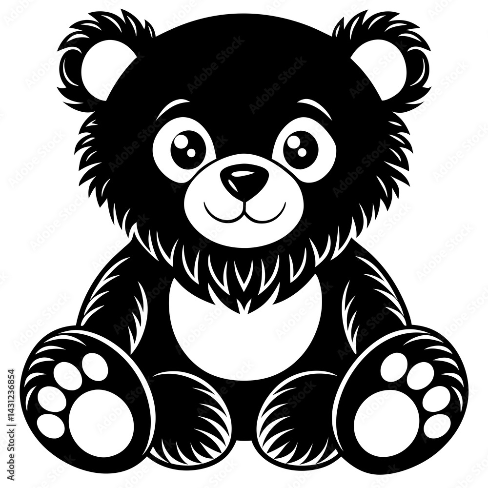 Fototapeta premium Adorable Black Teddy Bear Illustration for Kids