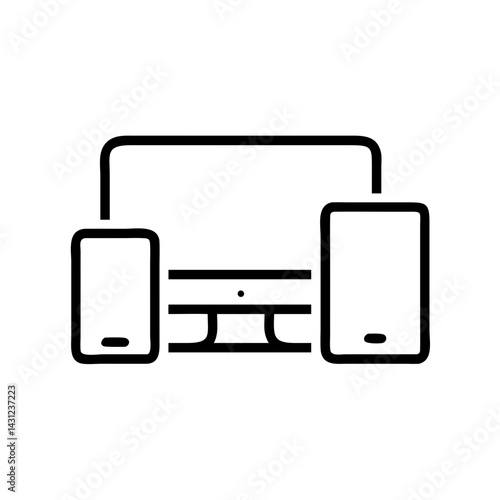 Innovative tech icons showcasing digital devices in modern workspace environment
