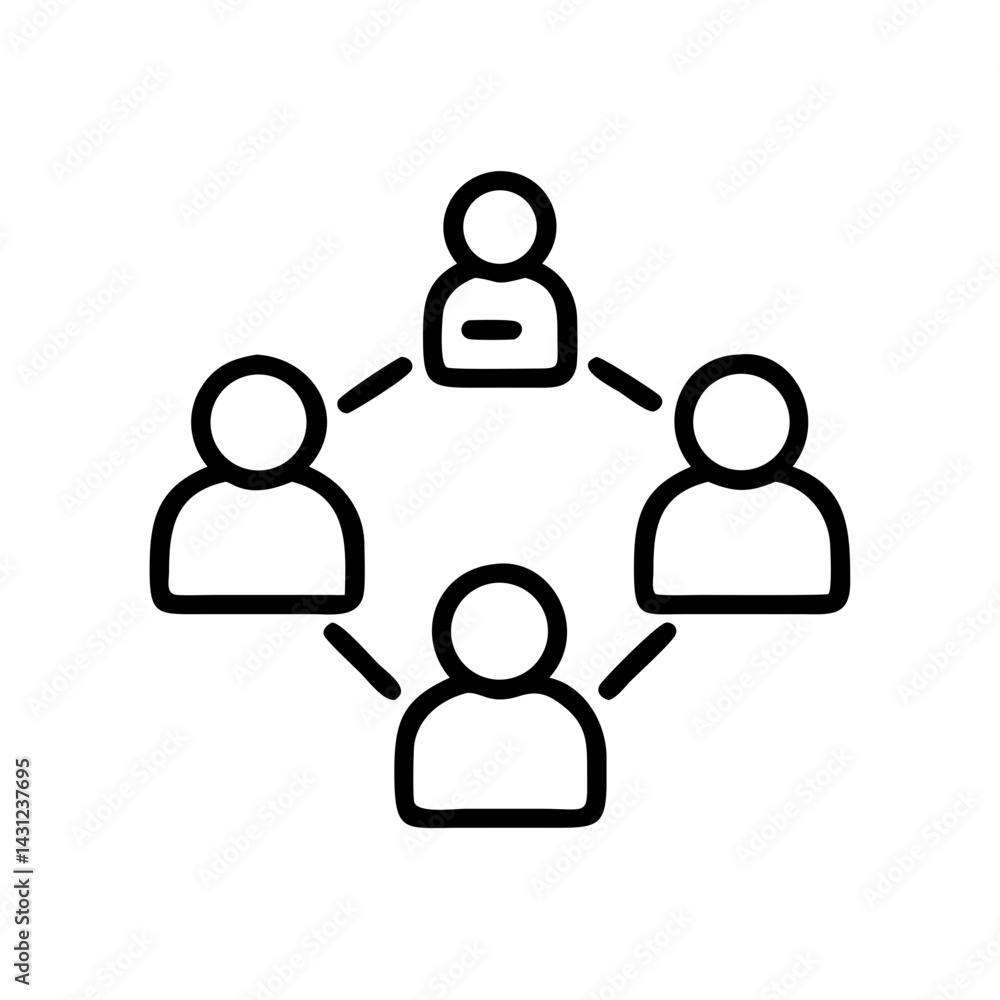 Team collaboration icon building connections in office environment illustration Team collaboration icon building connections in office environment illustration