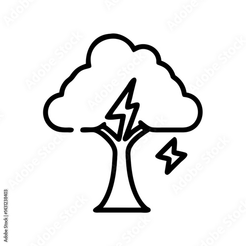 Storm impacting iconic tree in urban park nature illustration dramatic weather scene
