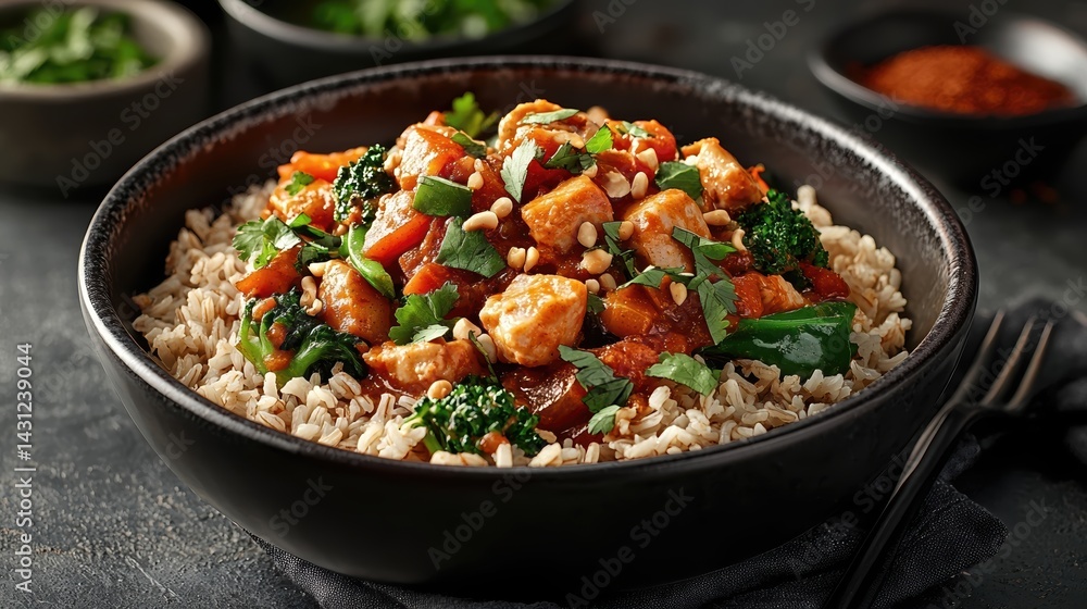 Delicious Peanut Chicken Curry with Brown Rice Delicious Peanut Chicken Curry with Brown Rice