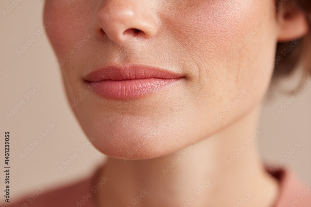 Obraz premium close-up of pair of lips in minimalistic and aesthetic composition