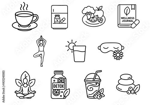 antioxidant extracts supplement aesthetic concept. Wellness and self-care icons in a minimalist style.