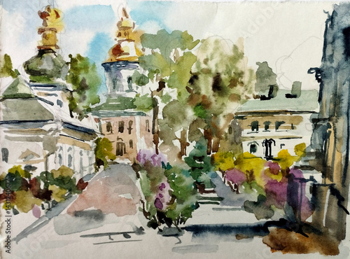 Принти на полотні Watercolor colorful bright textured abstract background handmade