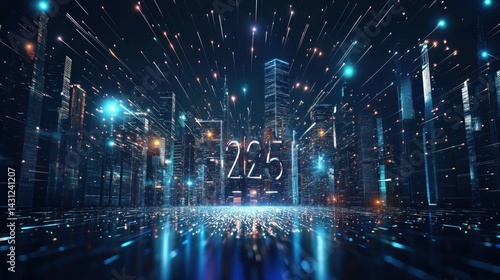 Wallpaper Mural Futuristic cityscape, digital network, 225 Torontodigital.ca