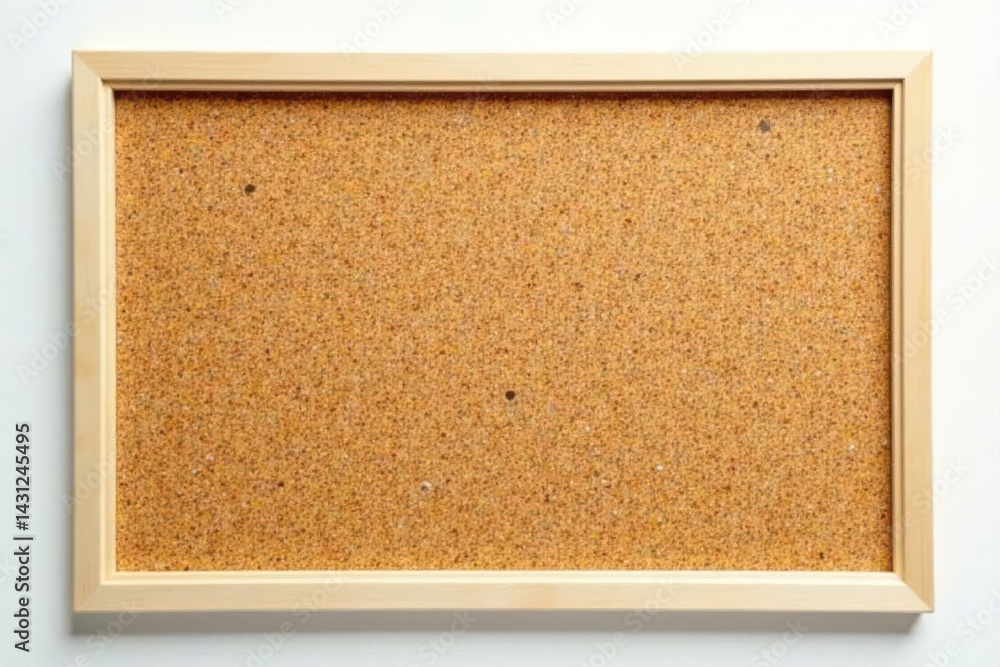 Fototapeta premium Rectangular corkboard, smooth edges, white backdrop , cork, background