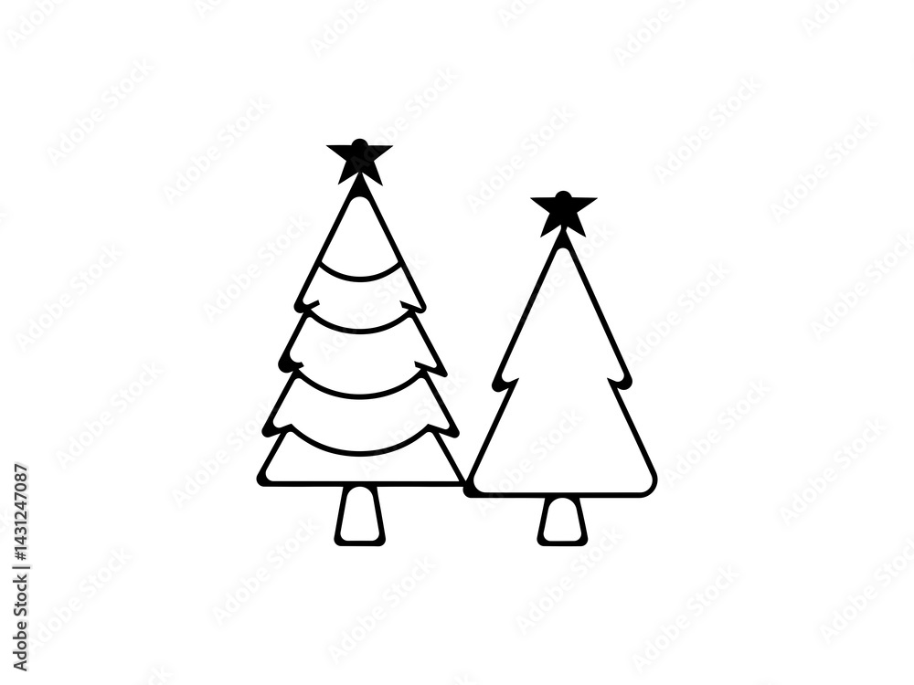 A vector graphic showcasing stylized Christmas trees. Christmas tree silhouettes, perfect for holiday designs.